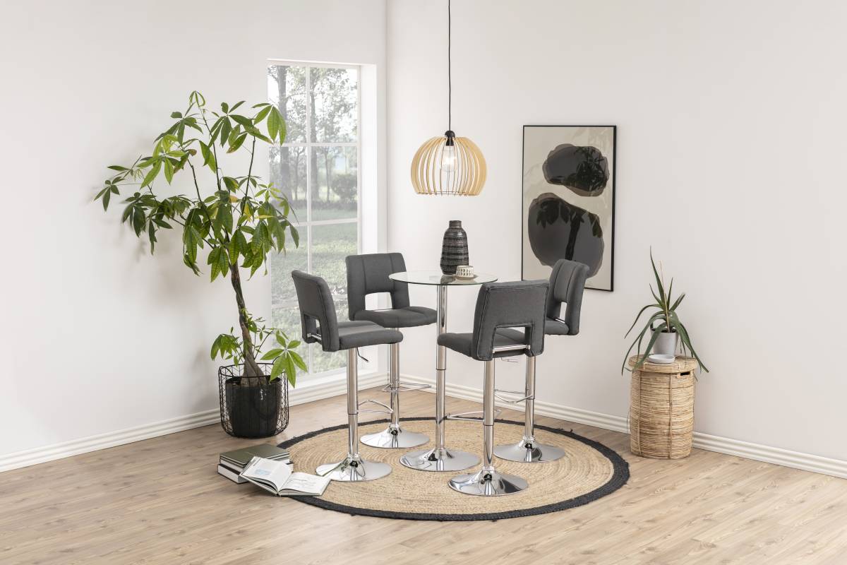 Dkton Dizajnová barová stolička Nerine, tmavo šedá a chrómová-tkanina