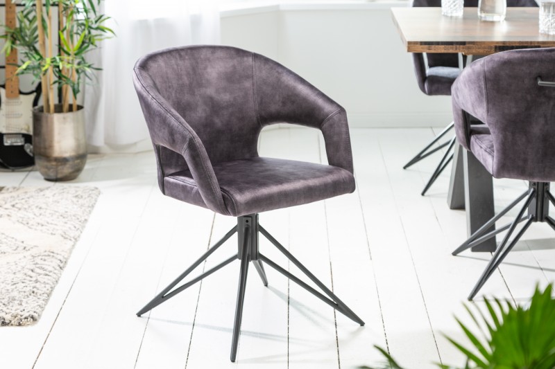 LuxD 24196 Dizajnová otočná stolička Age sivý zamat
