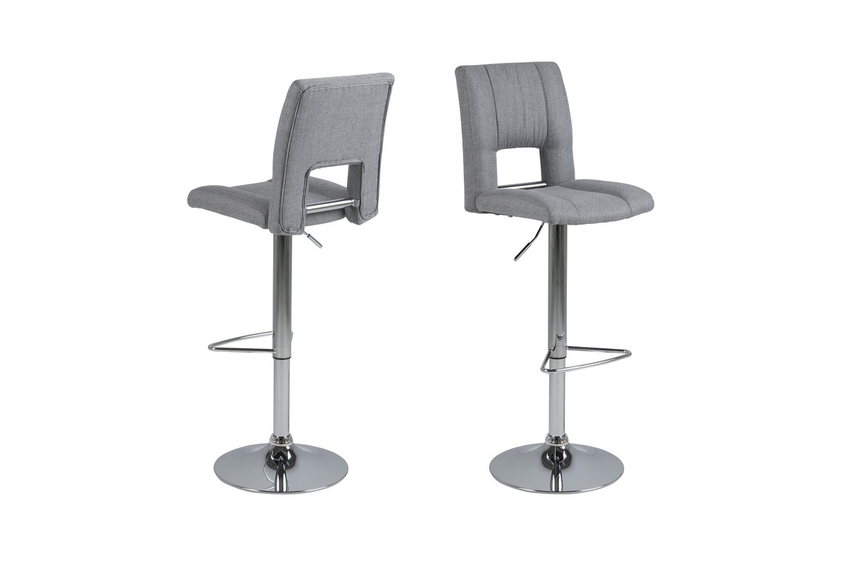 E-shop Dkton Dizajnová barová stolička Almonzo, svetlosivá / chrómová