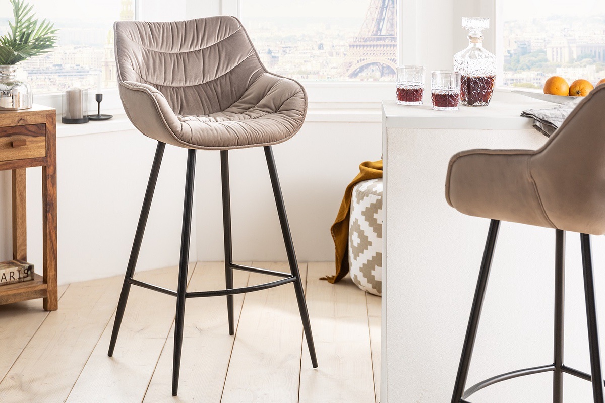 LuxD Dizajnová barová stolička Kiara šampanský zamat