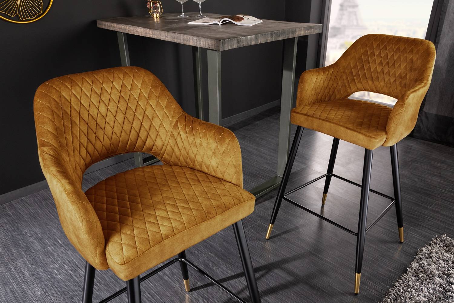 E-shop LuxD Dizajnová barová stolička Laney horčicový zamat