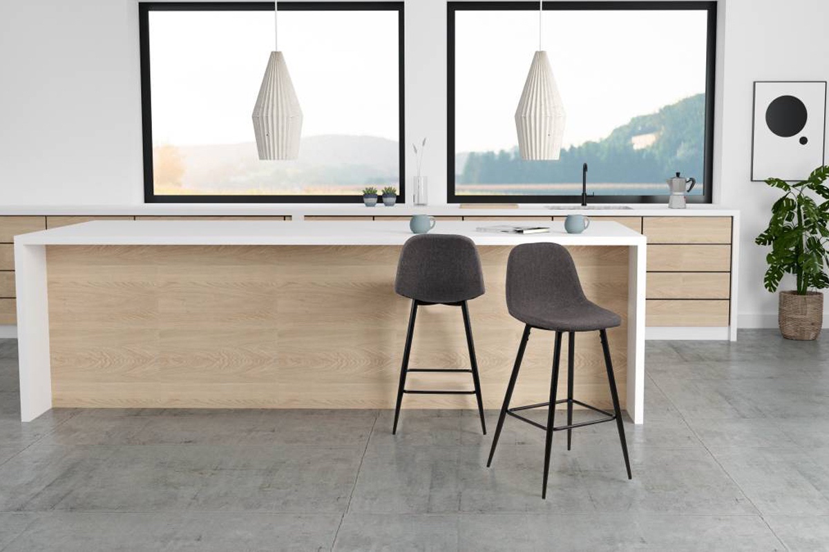 E-shop Dkton Dizajnová barová stolička Nayeli, šedá a čierna 91 cm