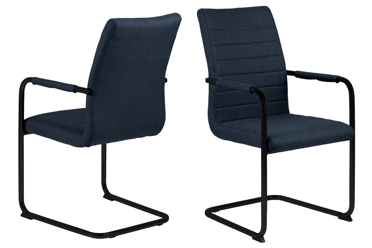 Dkton 25279 Dizajnová jedálenská stolička Daitaro s opierkami tmavomodrá / čierna