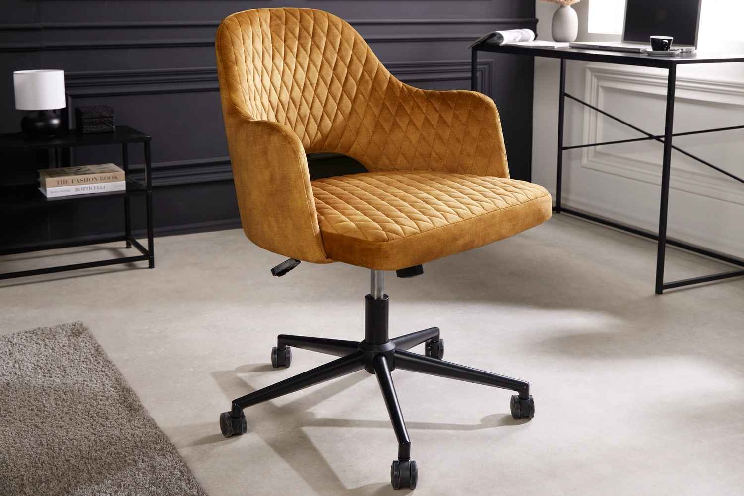 LuxD Dizajnová kancelárska stolička Laney horčicový zamat
