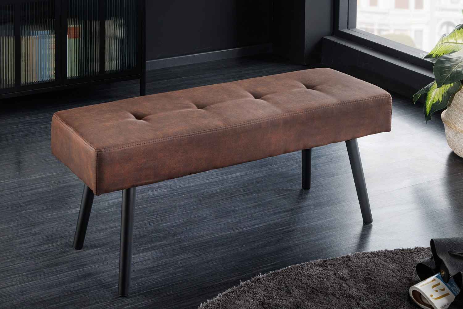 E-shop LuxD Dizajnová lavica Bailey 100 cm hnedá