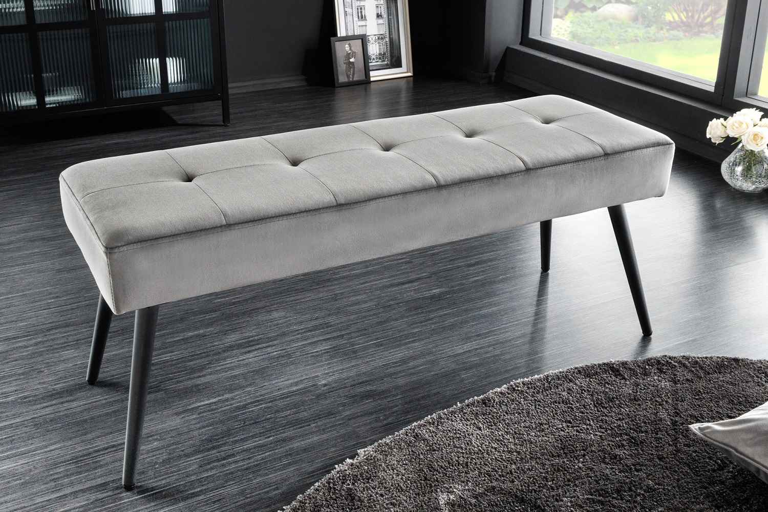 E-shop LuxD Dizajnová lavica Bailey 100 cm tmavosivý zamat