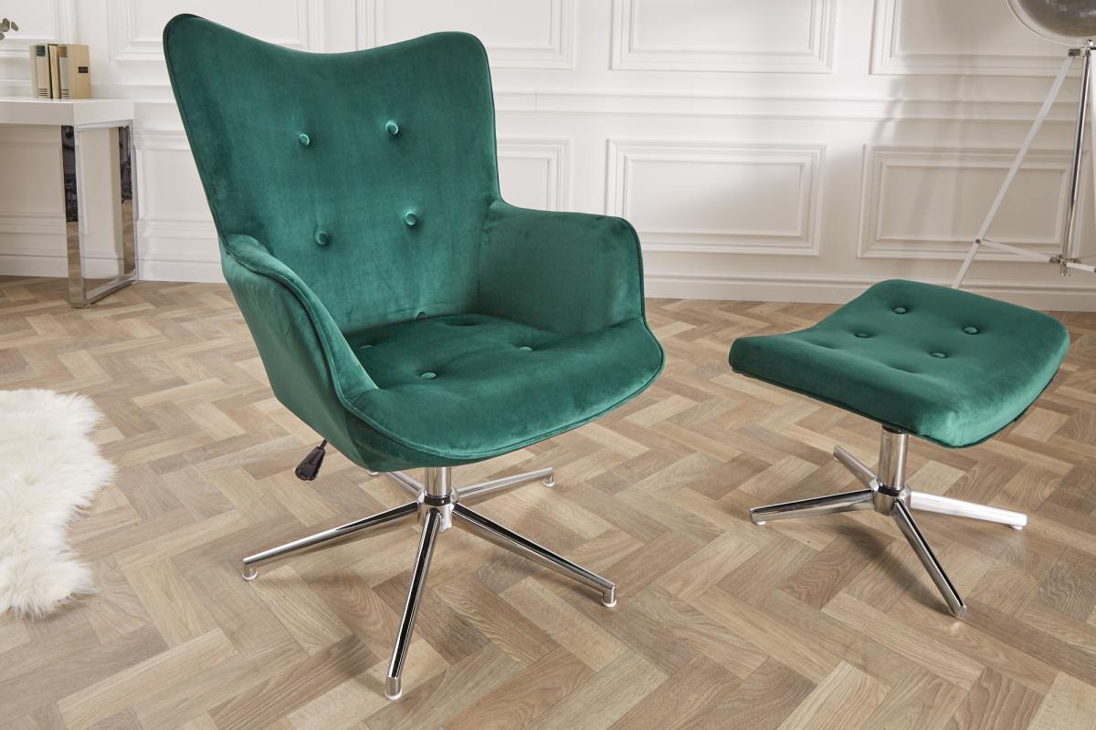 LuxD 21751 Dizajnová otočná stolička Joe - zelený zamat