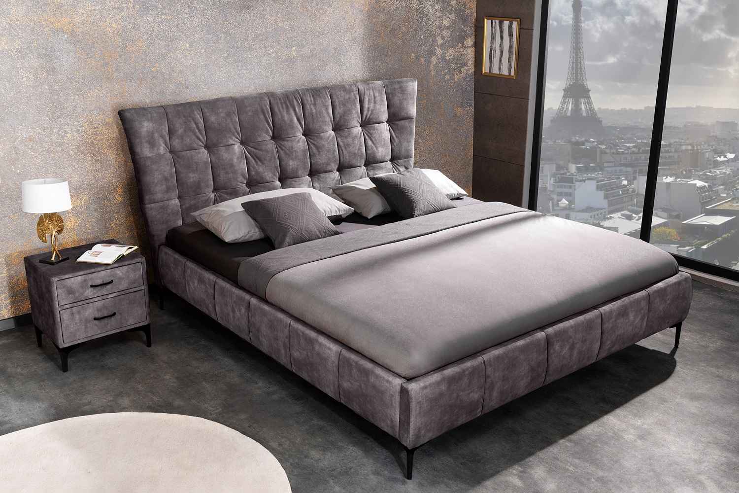 E-shop LuxD Dizajnová posteľ Bailey 160 x 200 cm tmavosivý zamat