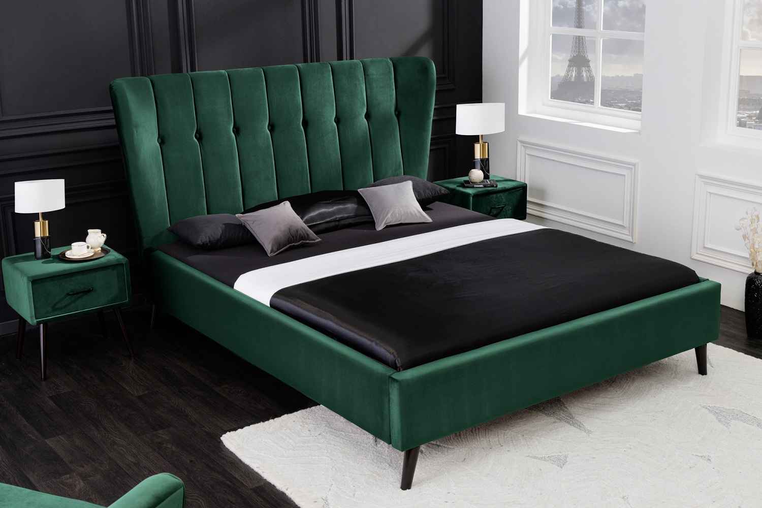 E-shop LuxD Dizajnová posteľ Violetta 160 x 200 cm tmavozelený zamat