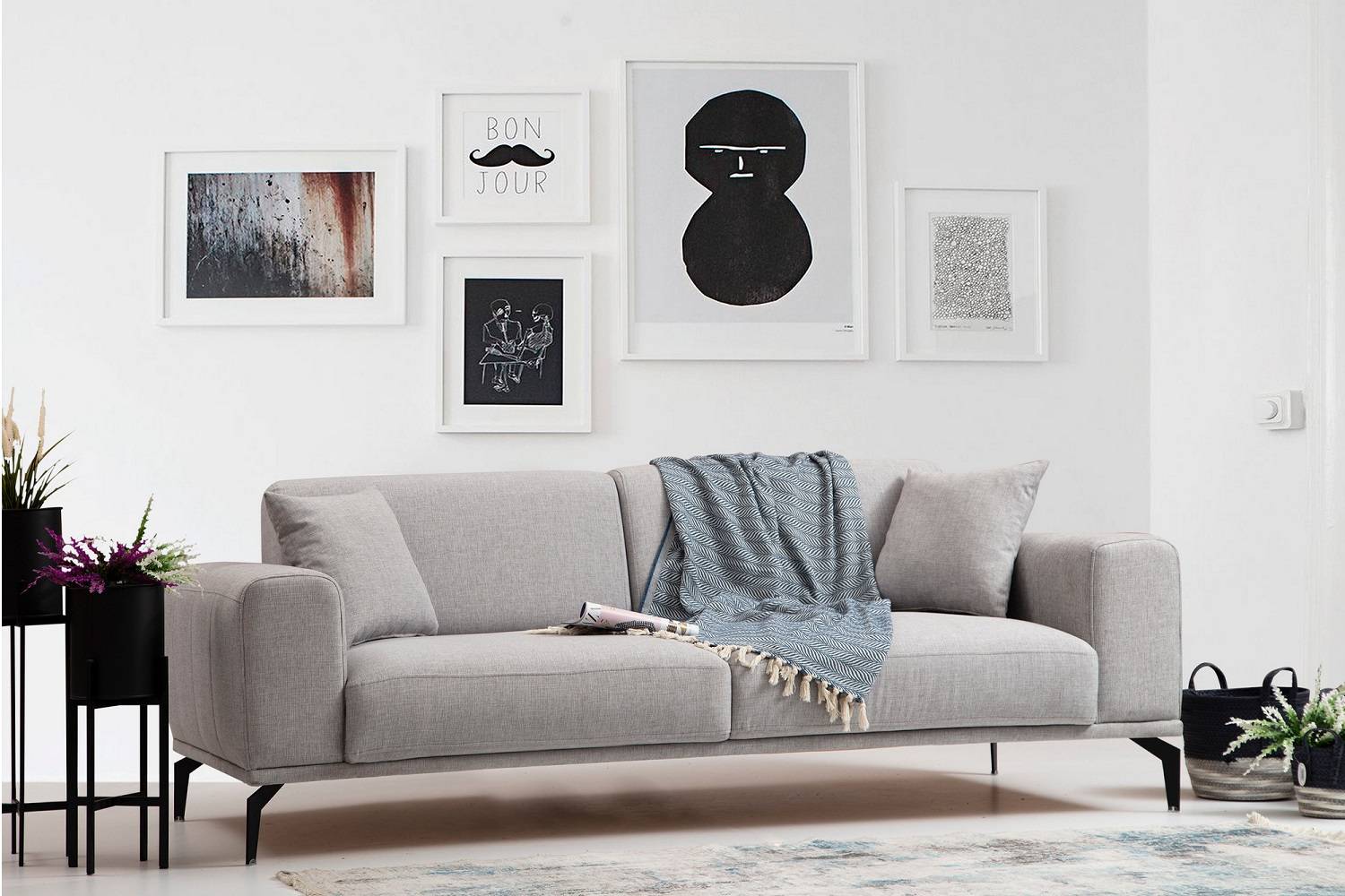 E-shop Sofahouse Dizajnová sedačka Olliana 194 cm sivá