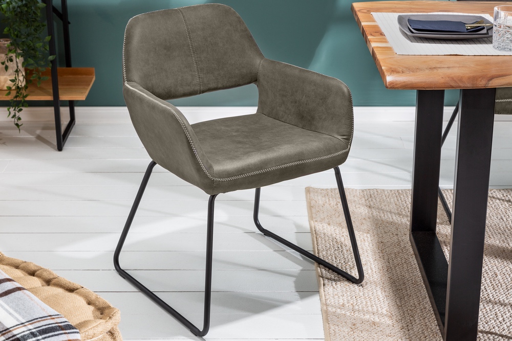 LuxD 25022 Dizajnová stolička Derrick 77 cm antik sivo-hnedá