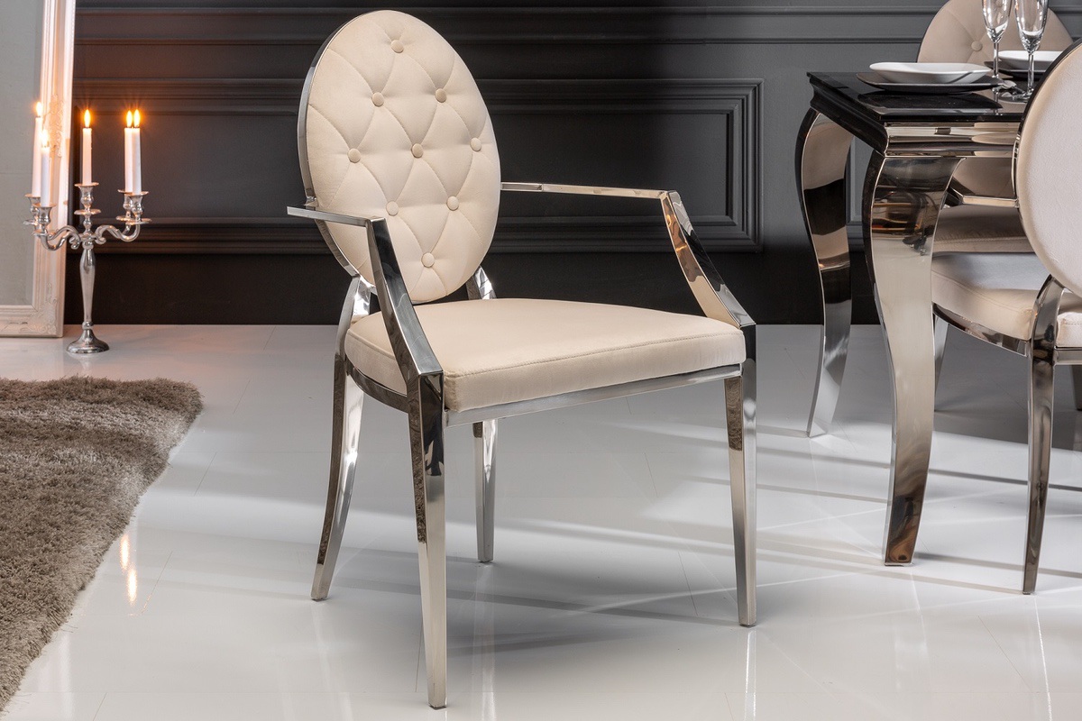 LuxD 25368 Dizajnová stolička s opierkami Rococo II béžová