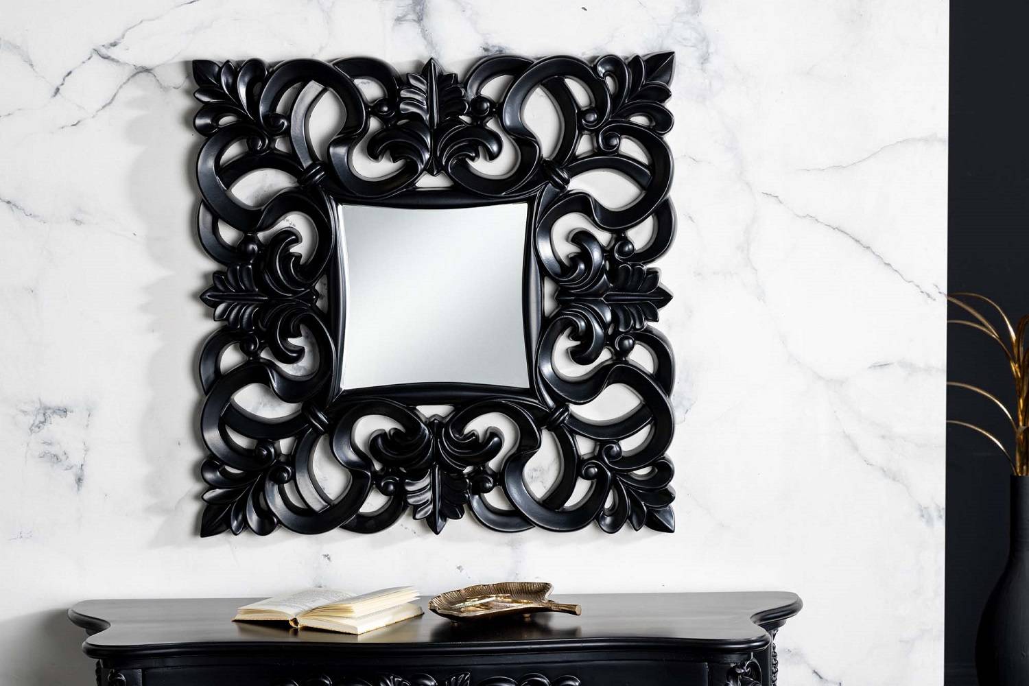 LuxD Dizajnové nástenné zrkadlo Kathleen  čierne  x  26843