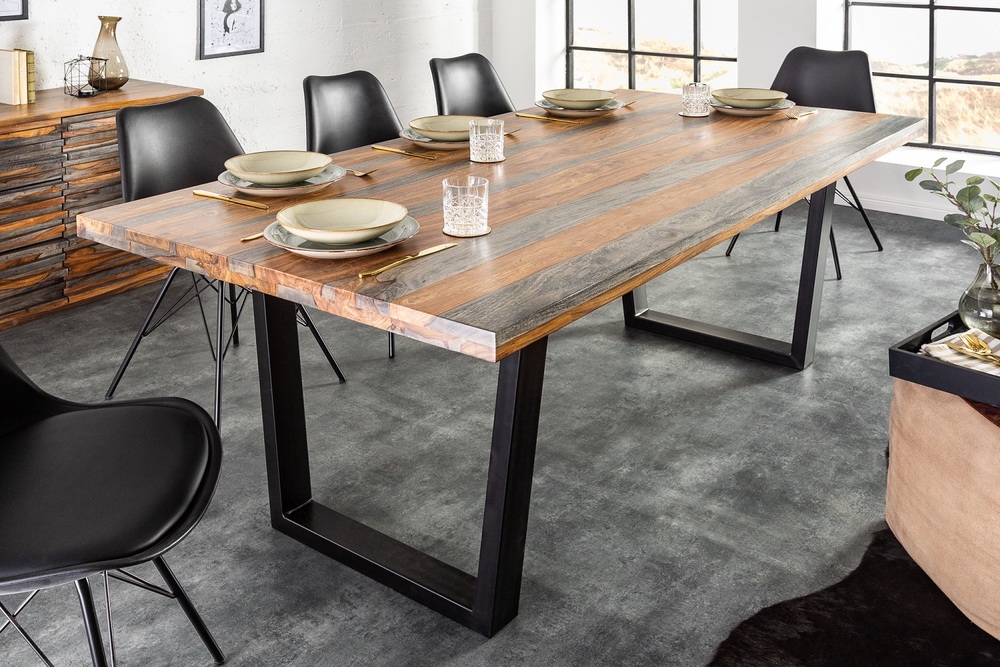 LuxD Dizajnový jedálenský stôl Flame 180 cm Sheesham sivý