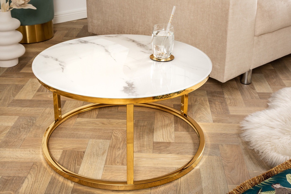 E-shop LuxD Dizajnový konferenčný stolík Latrisha 60 cm vzor imitácia mramora