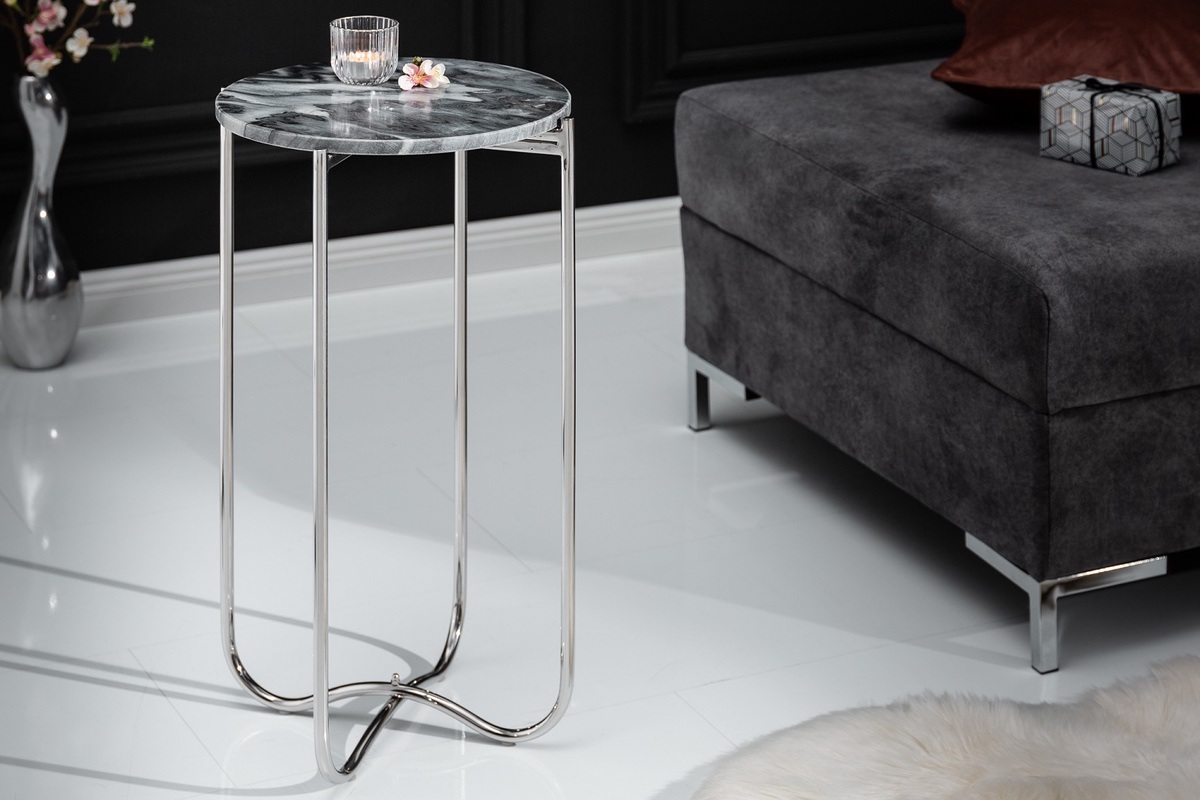 LuxD Dizajnový odkladací stolík Tristen I 35 cm mramor sivý