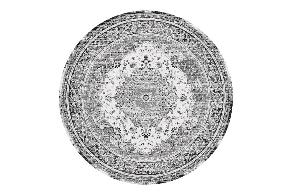 Norddan Dizajnový okrúhly koberec Maile 200 cm čierno-biely