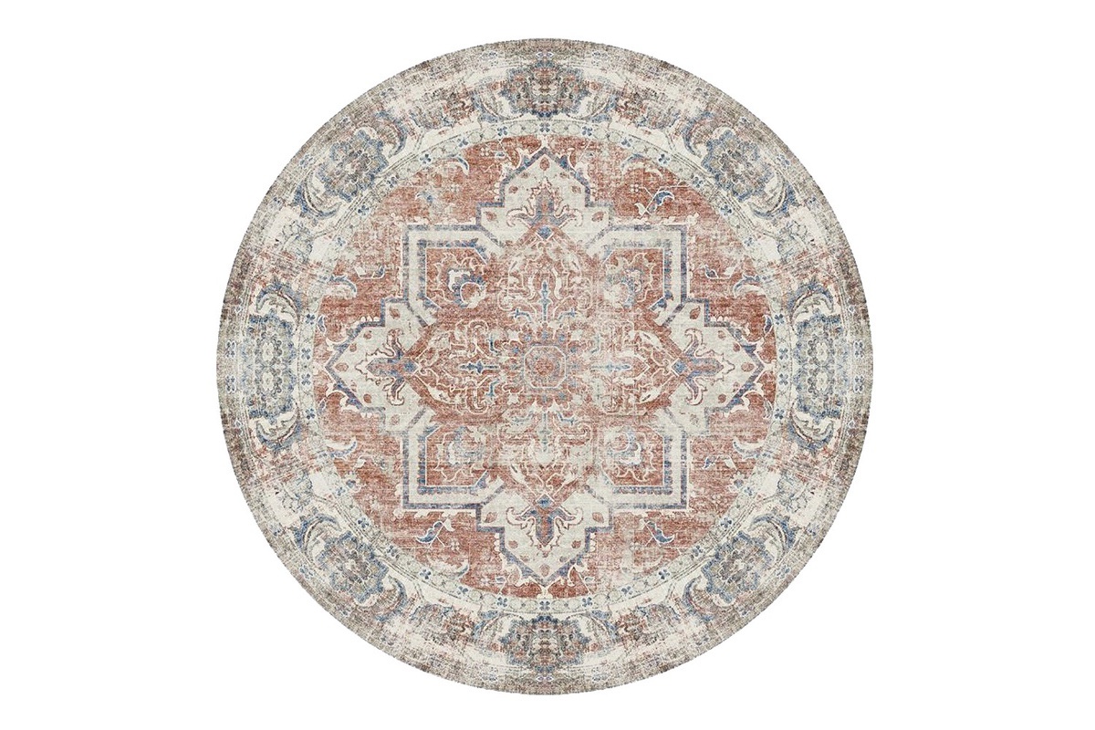 Norddan Dizajnový okrúhly koberec Maile 200 cm oranžový / modrý