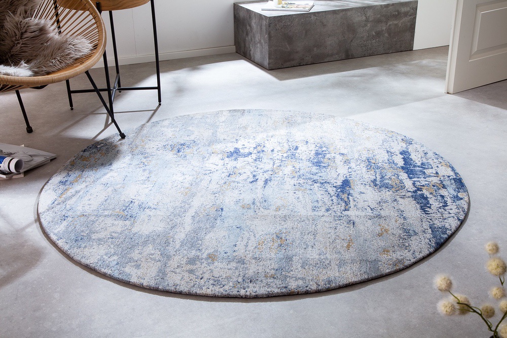 LuxD Dizajnový okrúhly koberec Rowan 150 cm béžovo-modrý