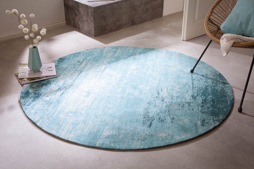 LuxD Dizajnový okrúhly koberec Rowan 150 cm tyrkysovo-béžový