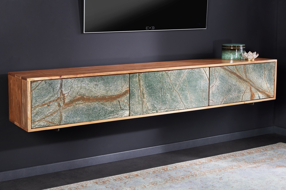 LuxD Dizajnový závesný TV stolík Quillon 160 cm prírodný kameň