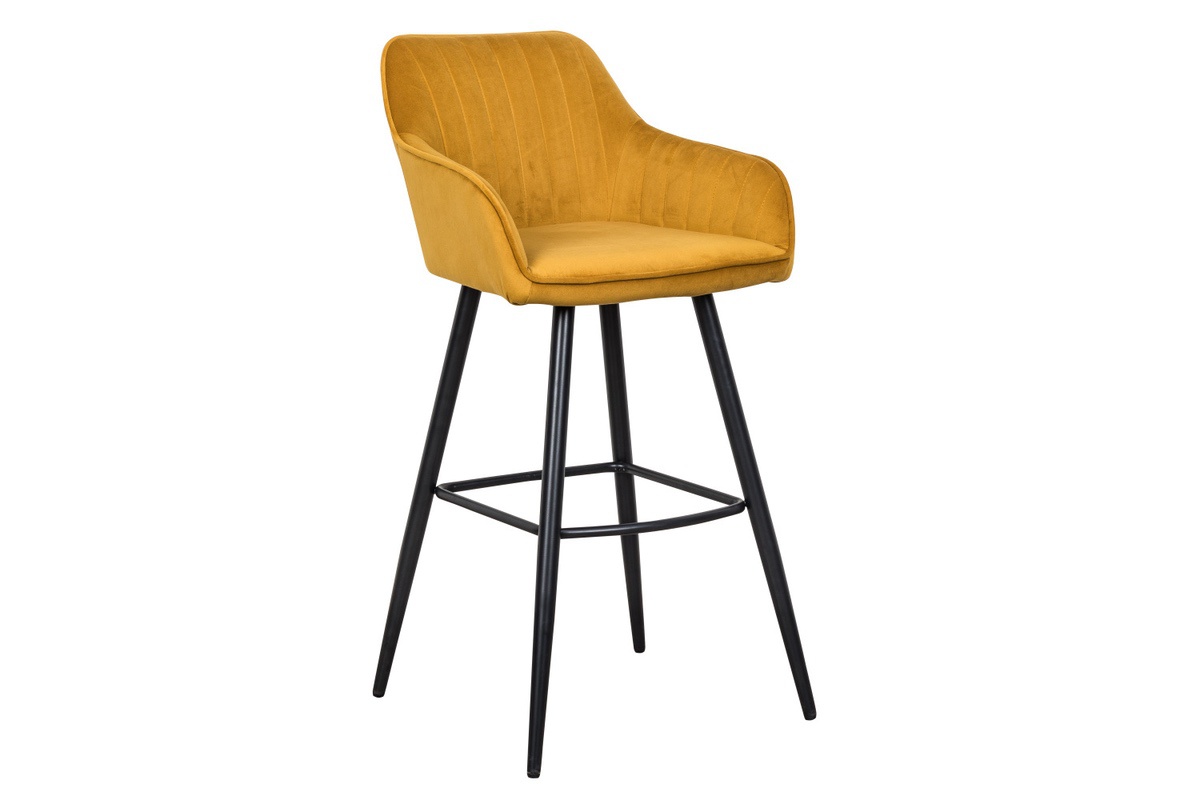 E-shop LuxD Dizajnová barová stolička Esmeralda horčicový zamat