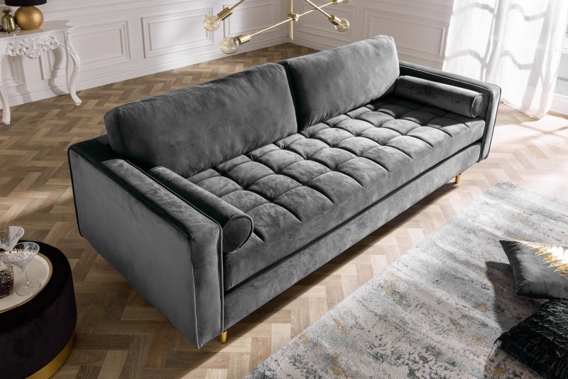 LuxD Dizajnová sedačka Adan, 225 cm, sivý zamat