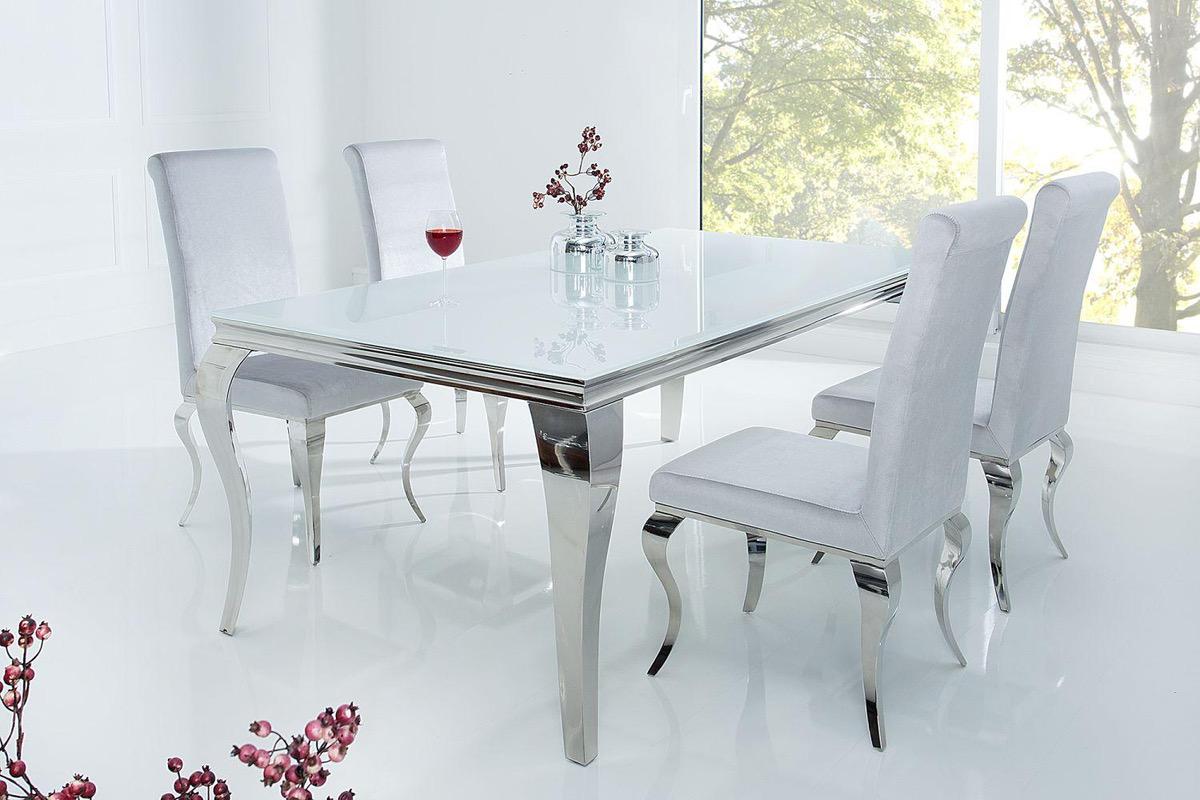 LuxD Jedálenský stôl Rococo 180 cm biela / strieborná