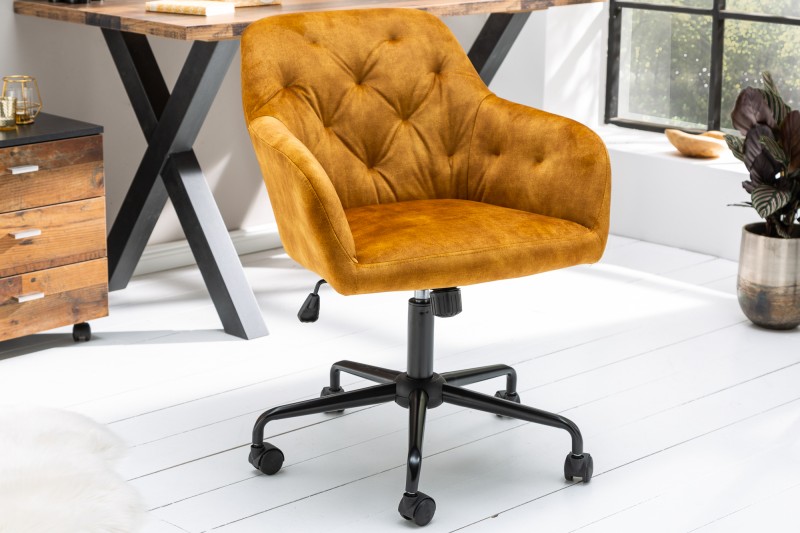 E-shop LuxD Dizajnová kancelárska stolička Kiara horčicový zamat
