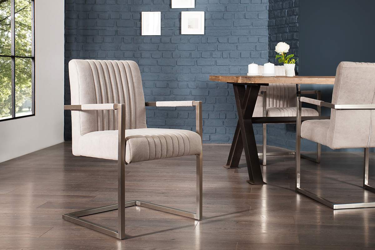 LuxD 21071 Konzolová stolička Boss s podrúčkami, sivá