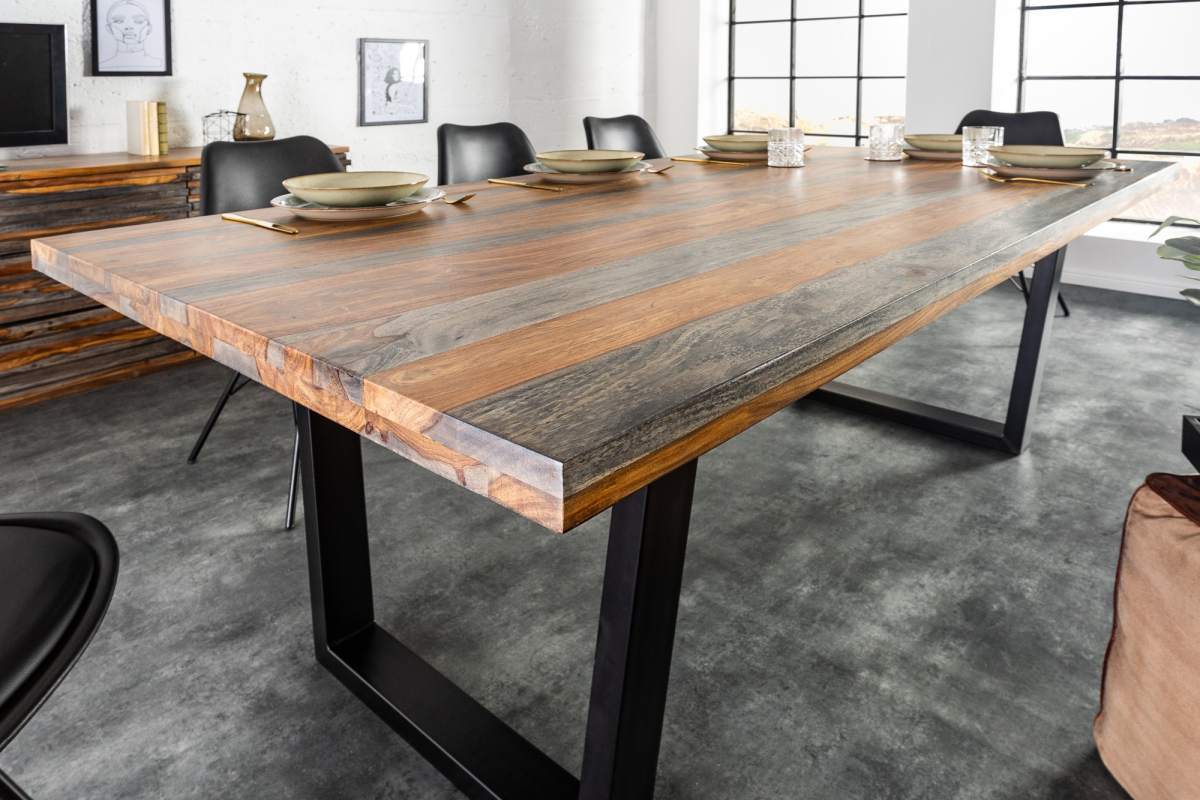 LuxD Dizajnový jedálenský stôl Flame, 160 cm, sheesham sivý