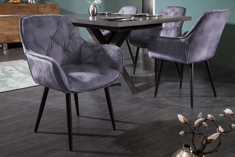LuxD 25482 Dizajnová stolička Garold sivý zamat