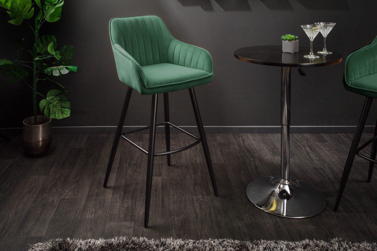 E-shop LuxD Dizajnová barová stolička Esmeralda smaragdový zamat