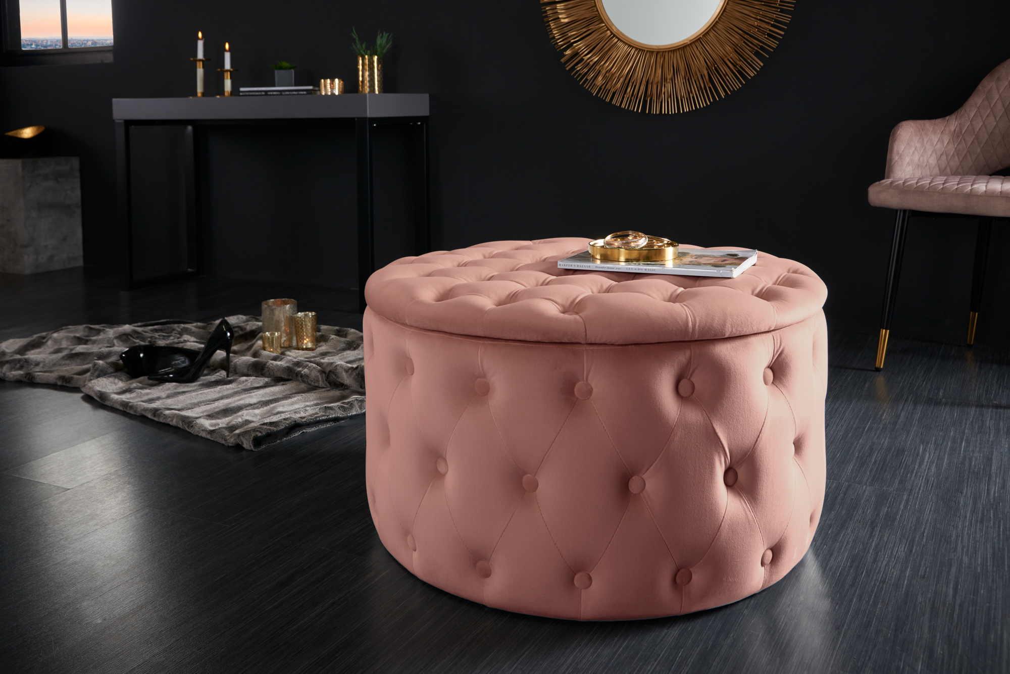 LuxD Dizajnová taburetka Rococo 75 cm staroružová
