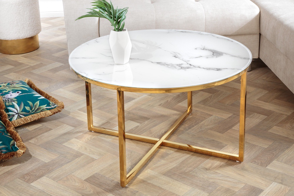 LuxD Dizajnový konferenčný stolík Latrisha 80 cm vzor imitácia mramora