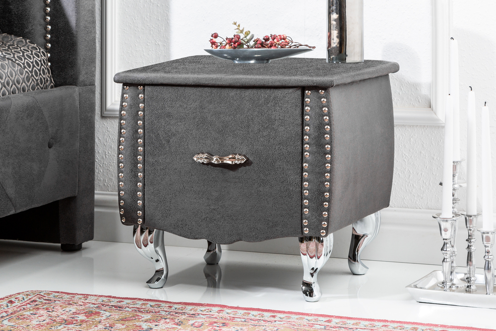 LuxD Nočný stolík Spectacular, 45 cm, antik sivý