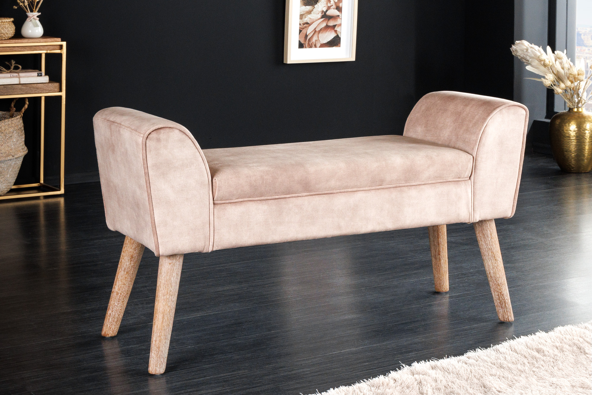 E-shop LuxD Dizajnová lavica Dafina 90 cm béžový zamat