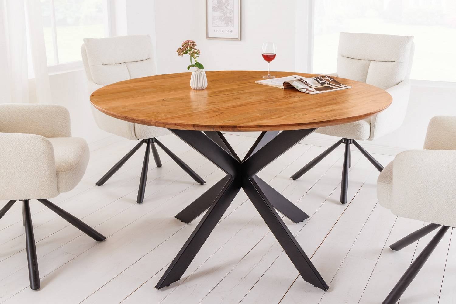 LuxD Okrúhly jedálenský stôl Fabrico 130 cm akácia