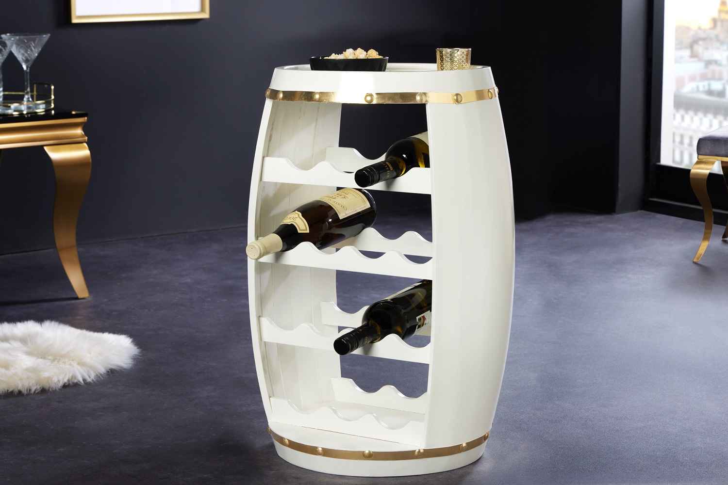 LuxD Regál na víno Winebar 63 cm biely