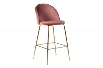 Dizajnová barová stolička Kristopher, ružová / mosadz