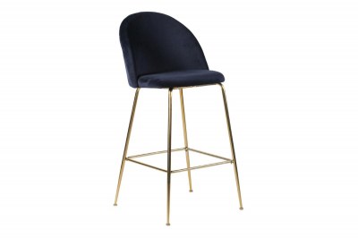 Dizajnová barová stolička Kristopher, modrá / mosadz