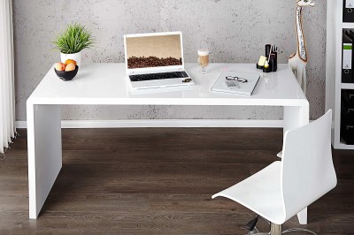 Luxusný kancelársky stôl Barter biely vysoký lesk