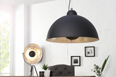 Dizajnová závesná lampa Atelier čierno-strieborná