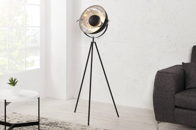 Dizajnová stojanová lampa Atelier 140cm čierno-strieborná