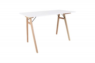 Dizajnový písací stôl Carmen, biely / prírodný