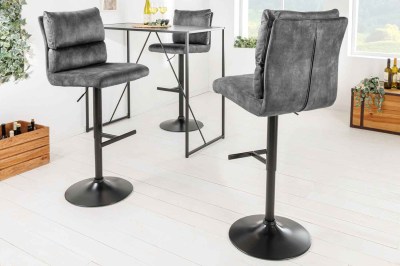 Dizajnová barová otočná stolička Frank tmavosivý zamat