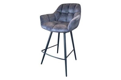 Dizajnová barová otočná stolička Vallerina sivý zamat