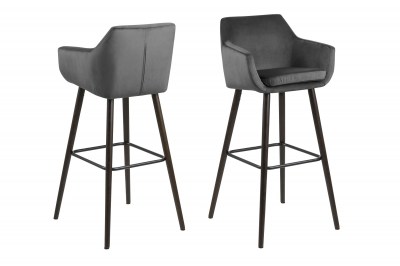 Dizajnová barová stolička Almond, tmavosivá / tmavohnedá
