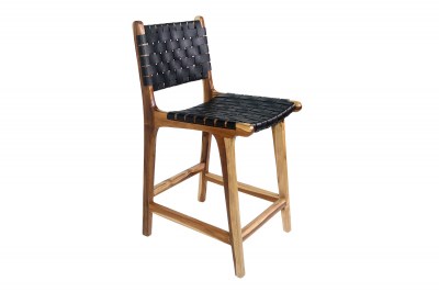 Dizajnová barová stolička Jamison čierna koža