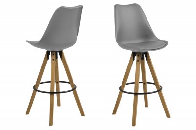 Dizajnová barová stolička Nascha, šedá-prírodná